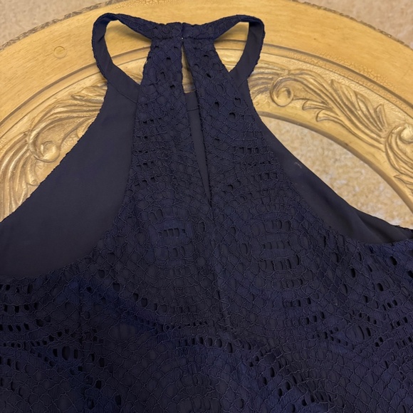 NWT Lilly Pulitzer Quinn Swing Dress Knotty Lace Navy Blue Size Medium Halter - Picture 4 of 10